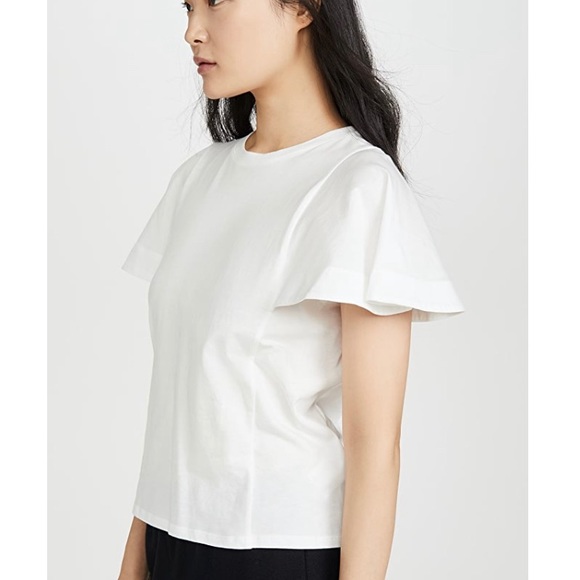 Joie Aeowin Cotton White Flutter Sleeve Tee NWT $138 - Picture 5 of 10